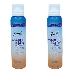Secret Deodorant Spray Whole Body - 2 Pack - 3.5 oz x 2 - Peach Vanilla Blossom